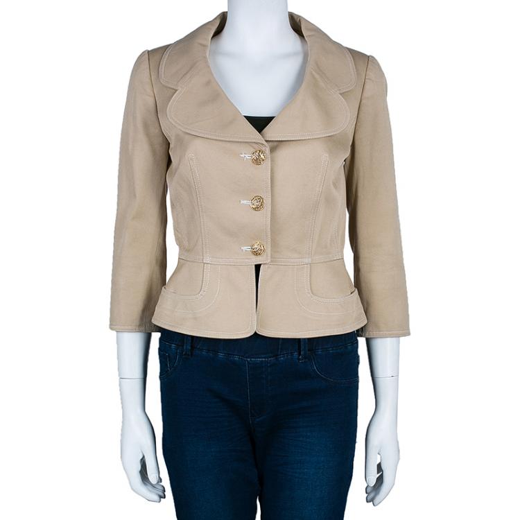 Pre Owned Fendi Beige Cotton Blazer S
