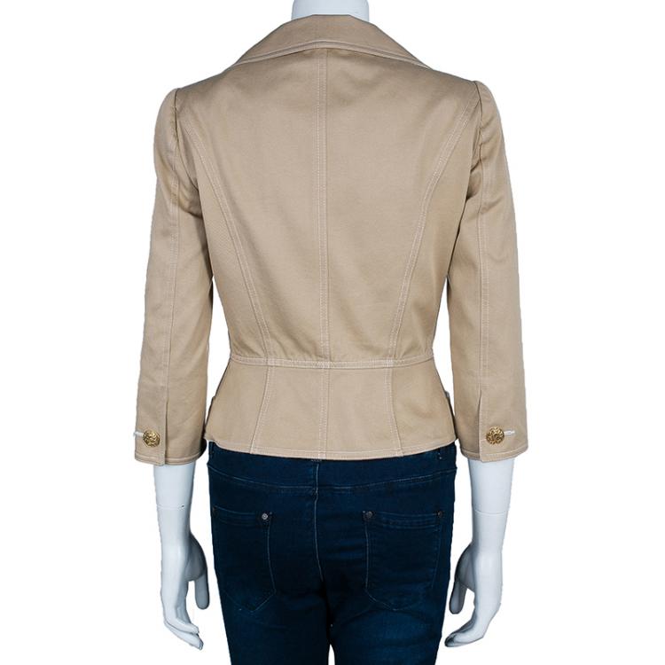 Pre Owned Fendi Beige Cotton Blazer S
