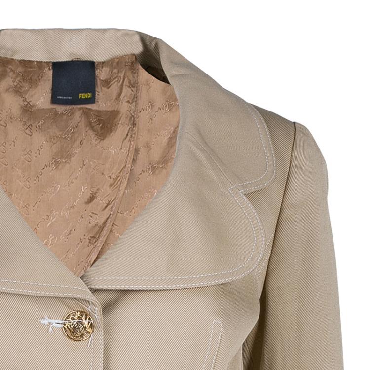 Pre Owned Fendi Beige Cotton Blazer S