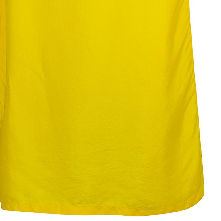 Pre Owned Fendi Canary Yellow Draped Long Dress S