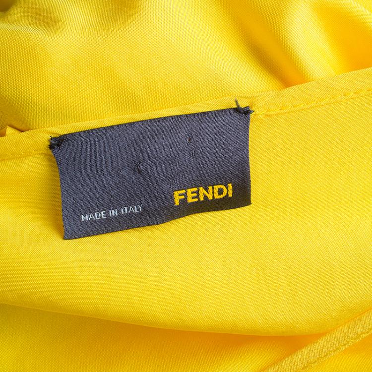 Pre Owned Fendi Canary Yellow Draped Long Dress S