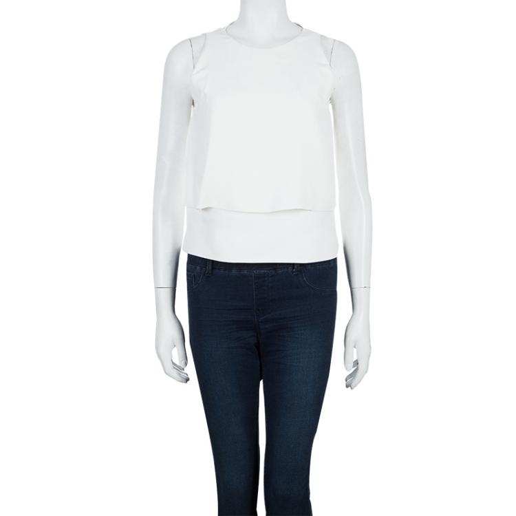 Pre Owned Fendi White Layered Sleeveless Top S