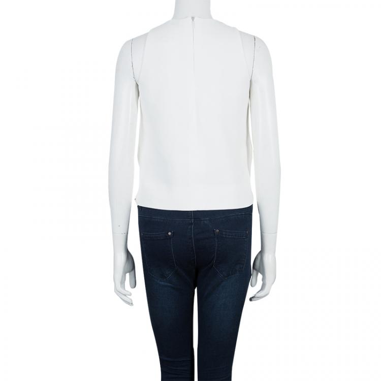 Pre Owned Fendi White Layered Sleeveless Top S