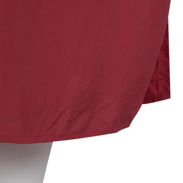 Pre Owned Fendi Red Silk Asymmetric Sleeve Gathered Crossover Dress L