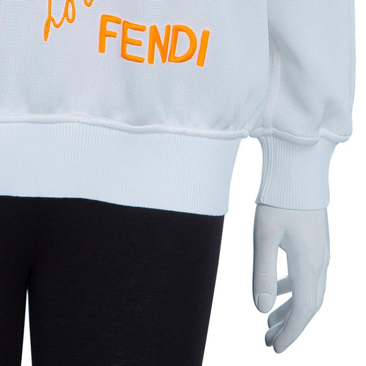 Pre Owned Fendi White Karlito Sweatshirt M
