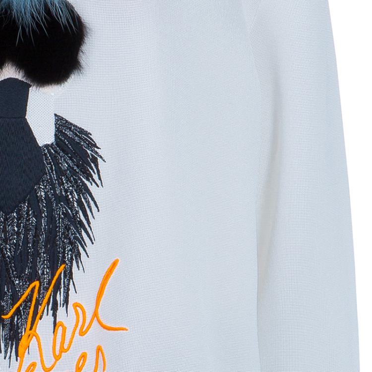 Pre Owned Fendi White Karlito Sweatshirt M