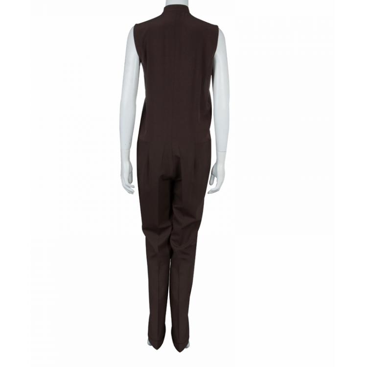 Pre Owned Fendi Brown Sleeveless Jumpsuit M