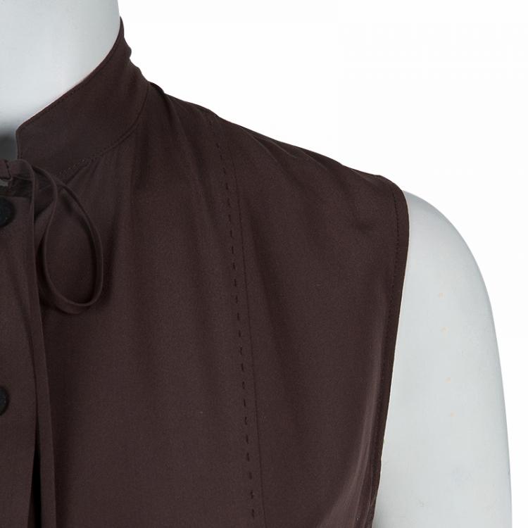 Pre Owned Fendi Brown Sleeveless Jumpsuit M