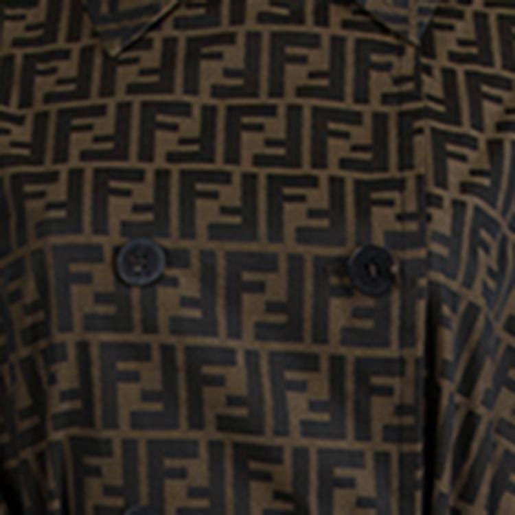 Pre Owned Fendi Brown Zucca Trench Coat M