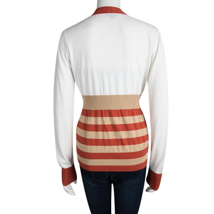 Pre Owned Fendi Multicolor Striped Knit Button Front Cardigan M