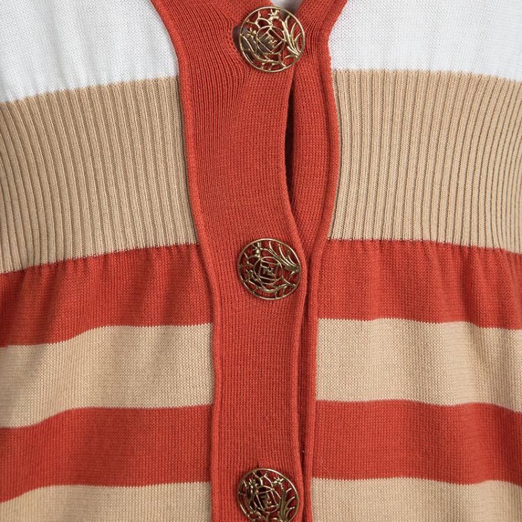 Pre Owned Fendi Multicolor Striped Knit Button Front Cardigan M