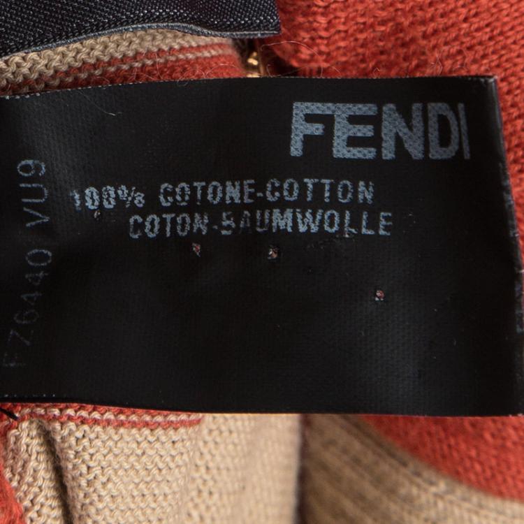 Pre Owned Fendi Multicolor Striped Knit Button Front Cardigan M