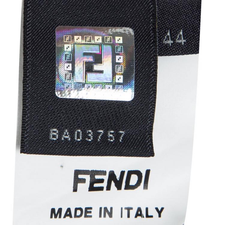Pre Owned Fendi Beige Floral Applique Detail Short Sleeve Cropped Cardigan M