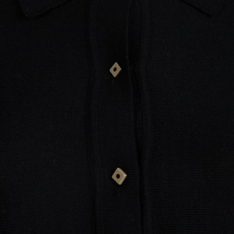 Pre Owned Fendi Black Merino Wool Vintage Button Front Cardigan S