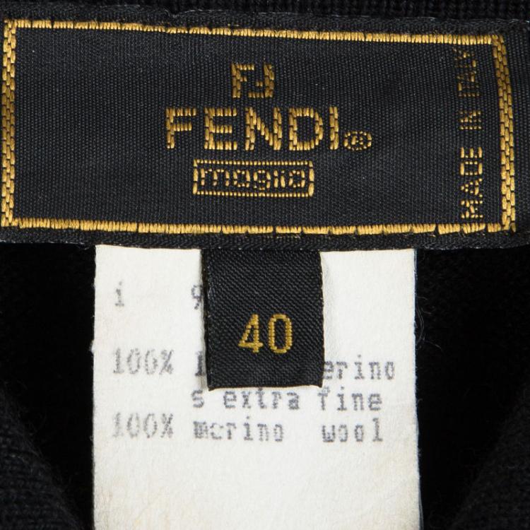 Pre Owned Fendi Black Merino Wool Vintage Button Front Cardigan S