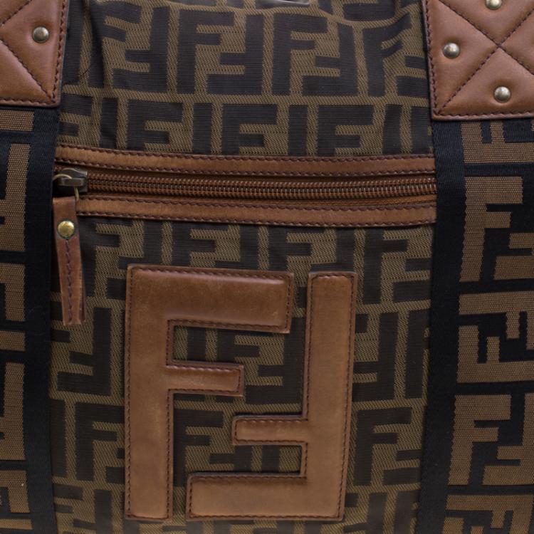 Pre Owned Fendi Brown Zucca Canvas Large Boston Bag