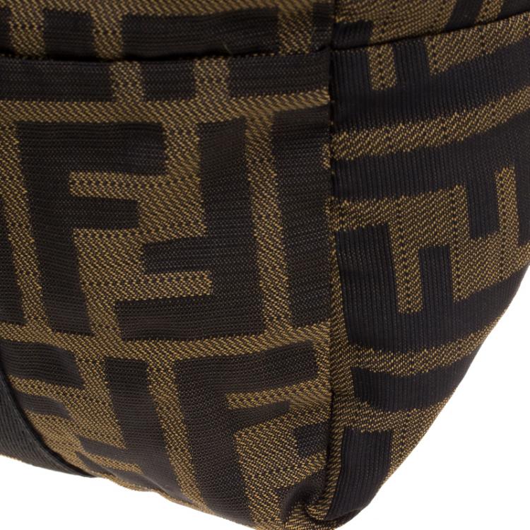 Pre Owned Fendi Brown Zucca Canvas Large Boston Bag