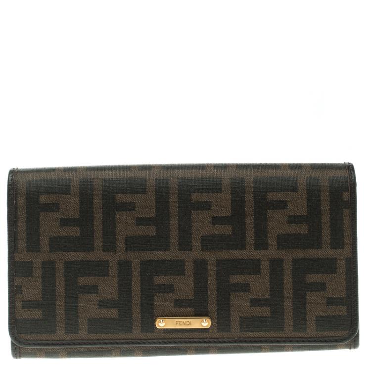 Pre Owned Fendi Tobacco Zucca Spalmati Continental Wallet  