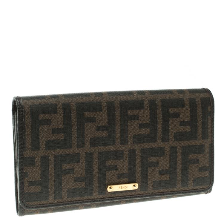 Pre Owned Fendi Tobacco Zucca Spalmati Continental Wallet  