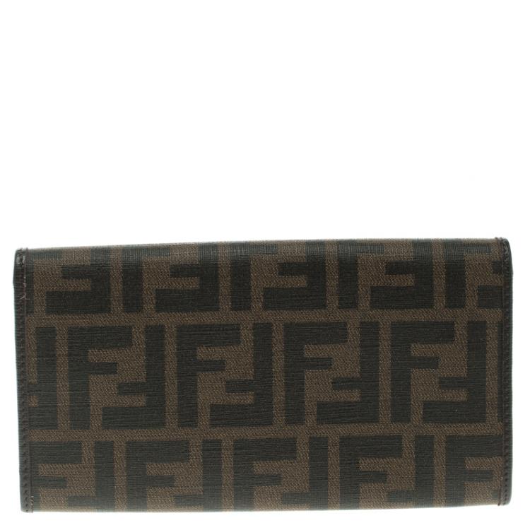Pre Owned Fendi Tobacco Zucca Spalmati Continental Wallet  