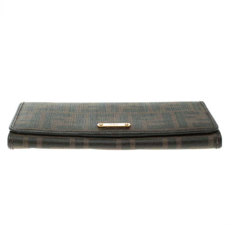 Pre Owned Fendi Tobacco Zucca Spalmati Continental Wallet  