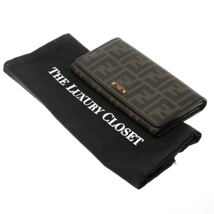 Pre Owned Fendi Tobacco Zucca Spalmati Continental Wallet  