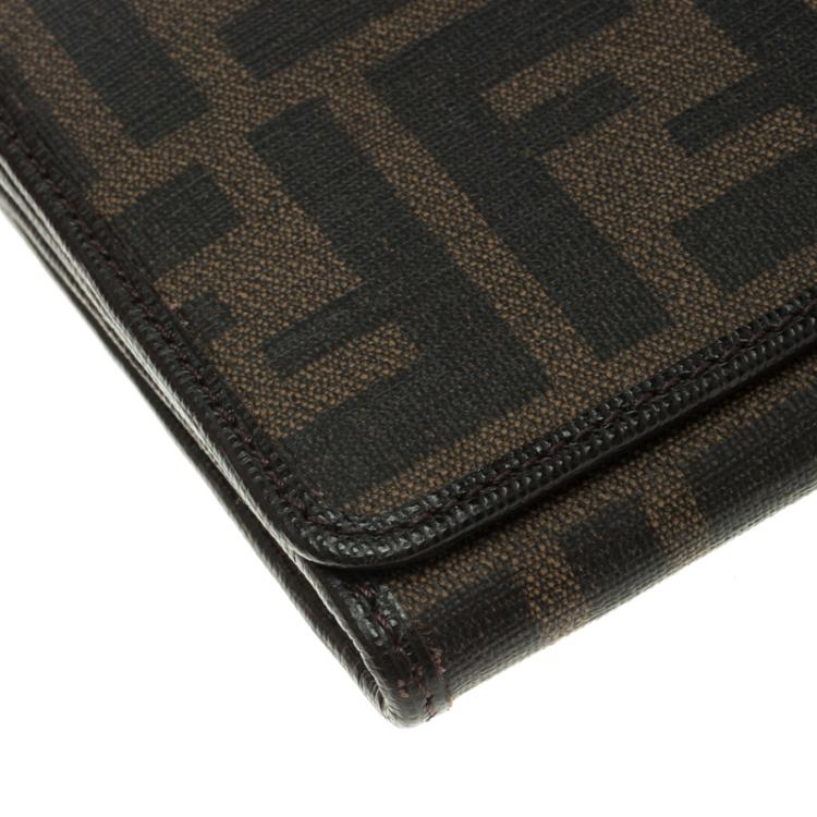 Pre Owned Fendi Tobacco Zucca Spalmati Continental Wallet  