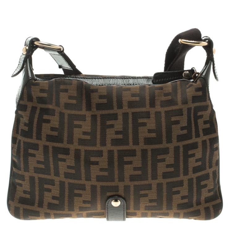 Pre Owned Fendi Tobacco Zucca Canvas Medium Messenger Bag
