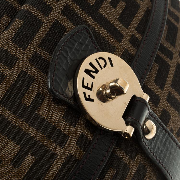 Pre Owned Fendi Tobacco Zucca Canvas Medium Messenger Bag
