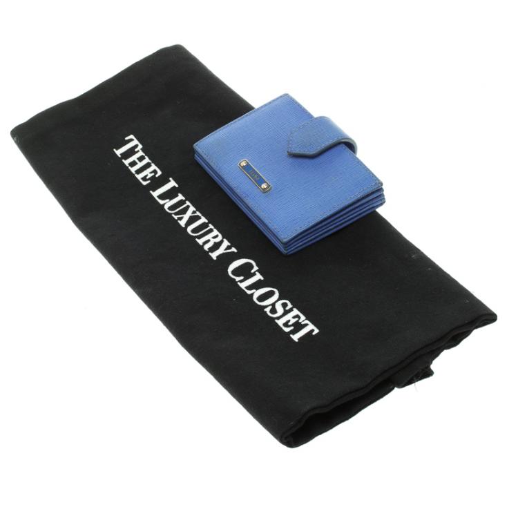 Pre Owned Fendi Blue Saffiano Leather Card Holder 