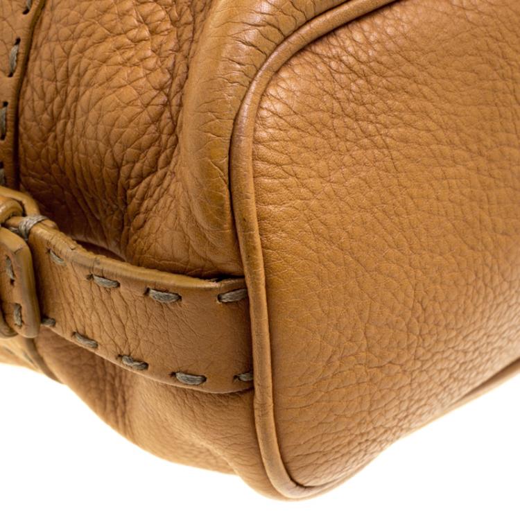 Pre Owned Fendi Brown Selleria  Leather Bauletto Bag