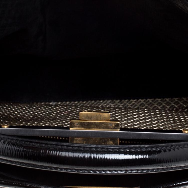 مملوكة مسبقًا Fendi Black Patent Leather Large Peekaboo Top Handle Bag