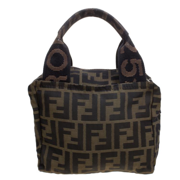 Pre Owned Fendi Tobacco Zucca Canvas Bowling Bag