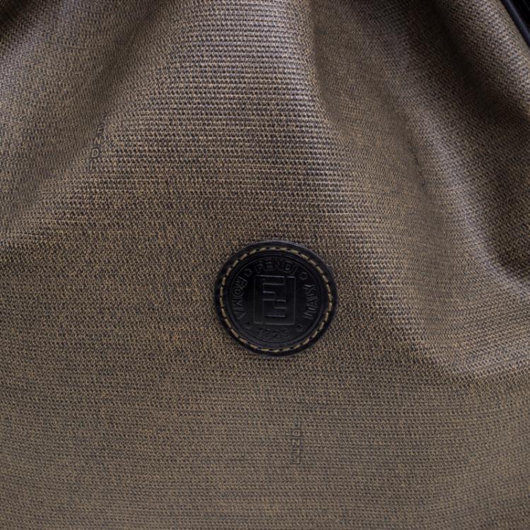 Pre Owned Fendi Brown Coated Canvas Vintage Drawstring Bucket Bag