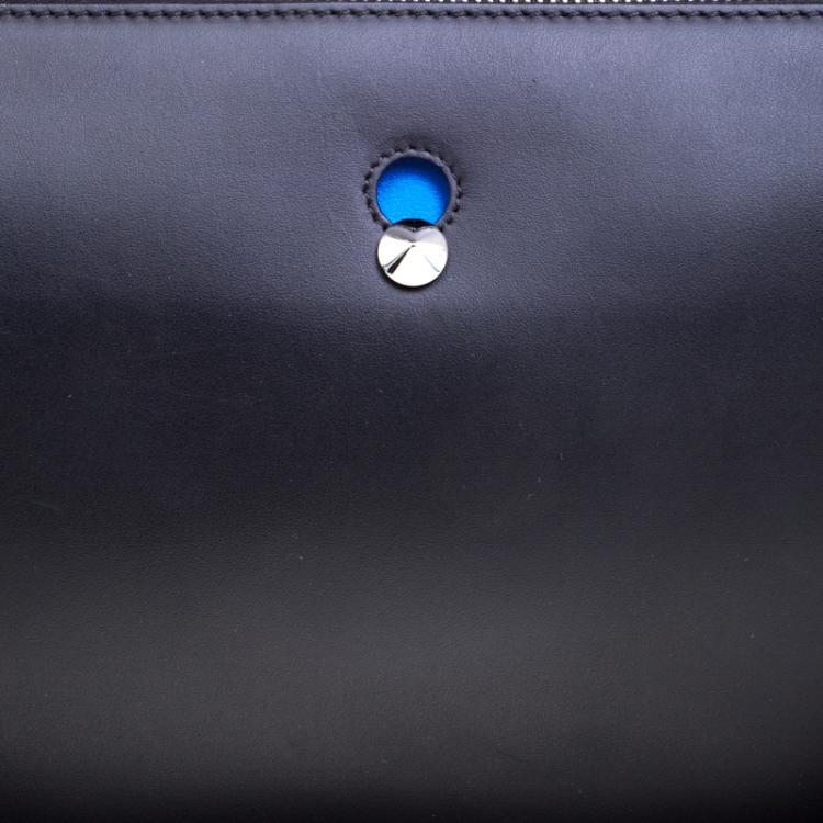 Pre Owned Fendi Black Leather Dotcom Top Handle Bag