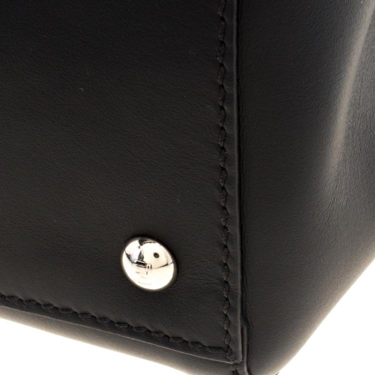 Pre Owned Fendi Black Leather Dotcom Top Handle Bag