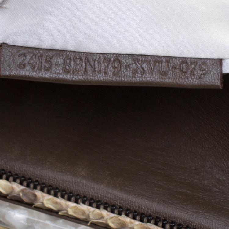 Pre Owned Fendi Cream/Beige Tweed/Sequin and Python To You Convertible Clutch Bag