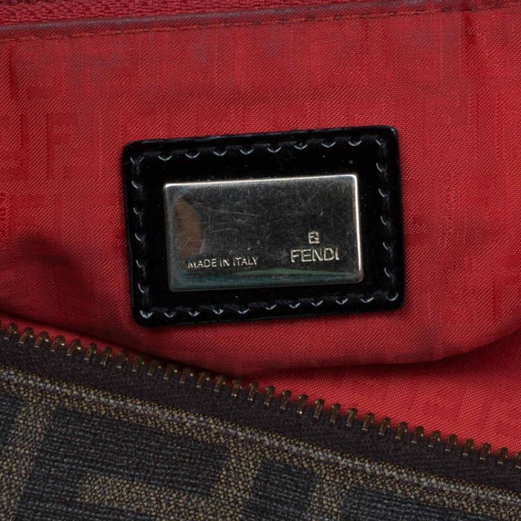 مملوكة مسبقًا Fendi Tobacco Zucca Coated Canvas Bagutte Print Roll Shopper Tote