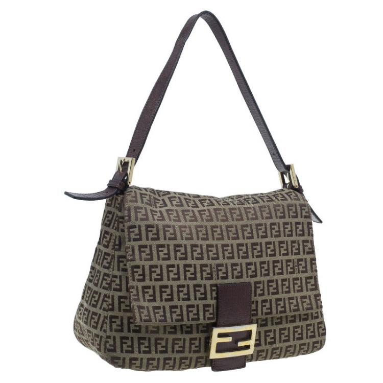 Pre Owned Fendi Brown Zucca Canvas Baguette Bag