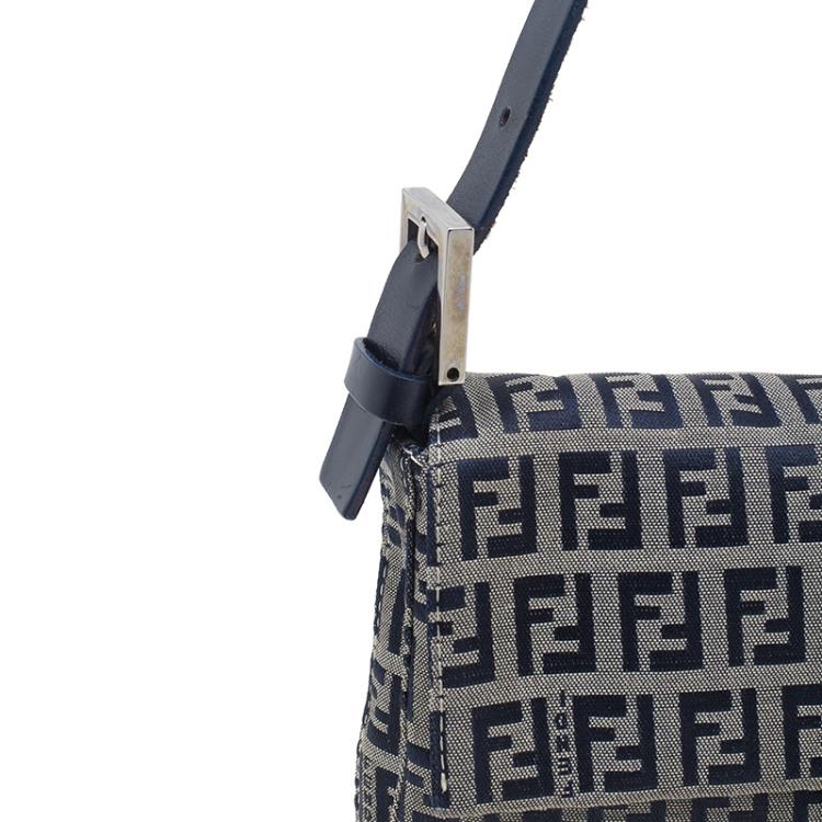 Pre Owned Fendi Black Zucchino Monogram Baguette