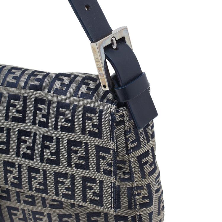 Pre Owned Fendi Black Zucchino Monogram Baguette