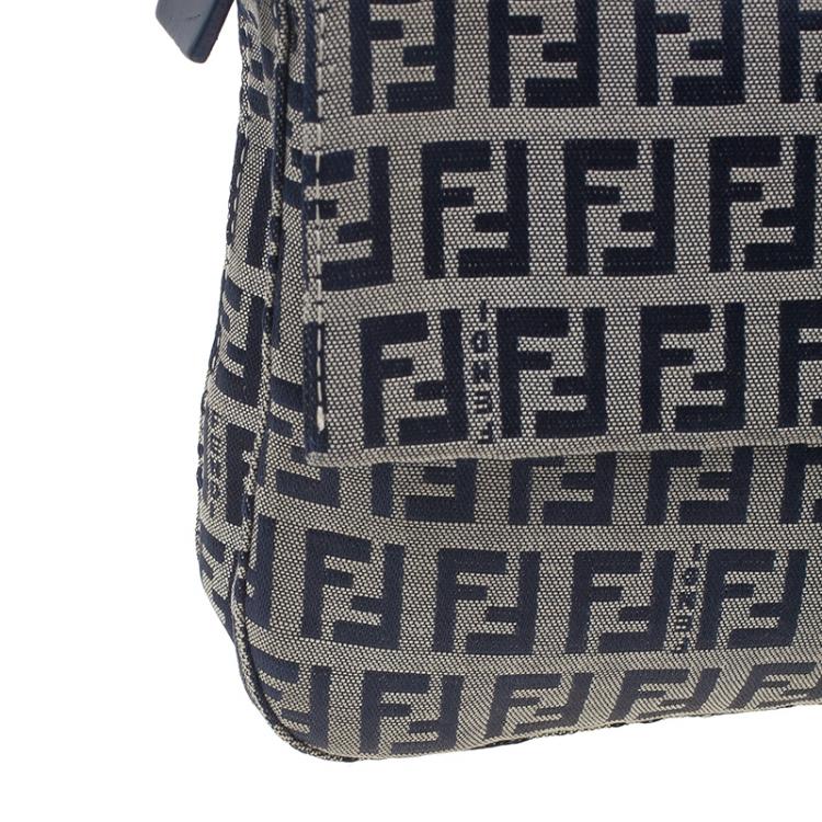 Pre Owned Fendi Black Zucchino Monogram Baguette