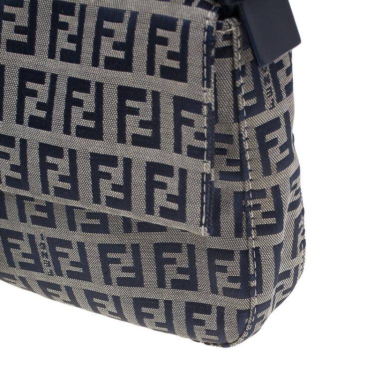 Pre Owned Fendi Black Zucchino Monogram Baguette