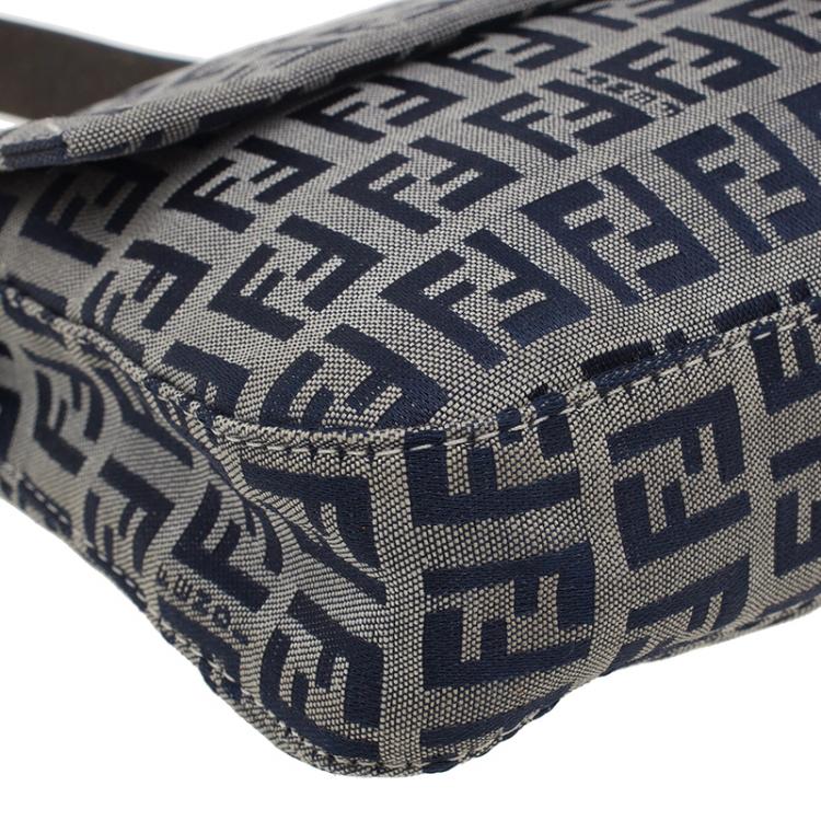 Pre Owned Fendi Black Zucchino Monogram Baguette