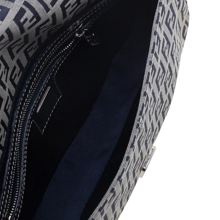 Pre Owned Fendi Black Zucchino Monogram Baguette