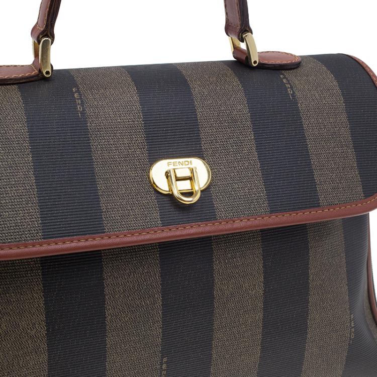 Pre Owned Fendi Striped Pequin Small Tote Bag