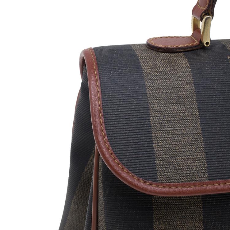 Pre Owned Fendi Striped Pequin Small Tote Bag