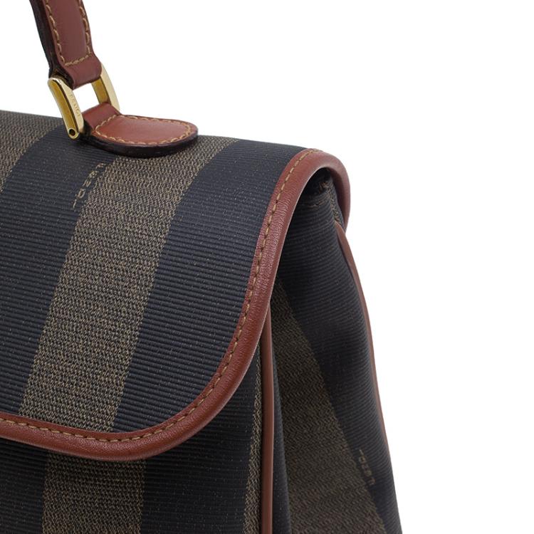 Pre Owned Fendi Striped Pequin Small Tote Bag