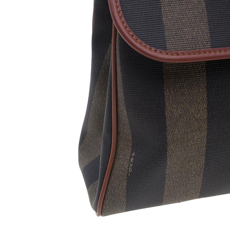 Pre Owned Fendi Striped Pequin Small Tote Bag