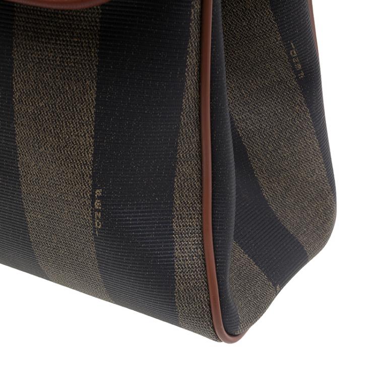 Pre Owned Fendi Striped Pequin Small Tote Bag